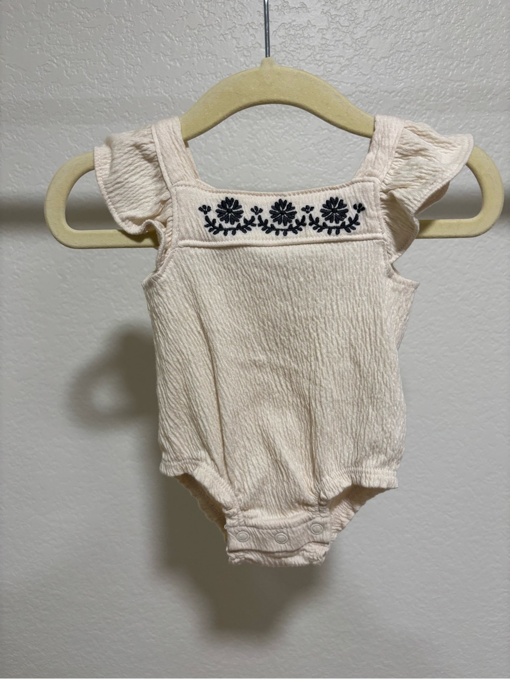 Carter’s Just One For You Newborn White Romper with Embroidery